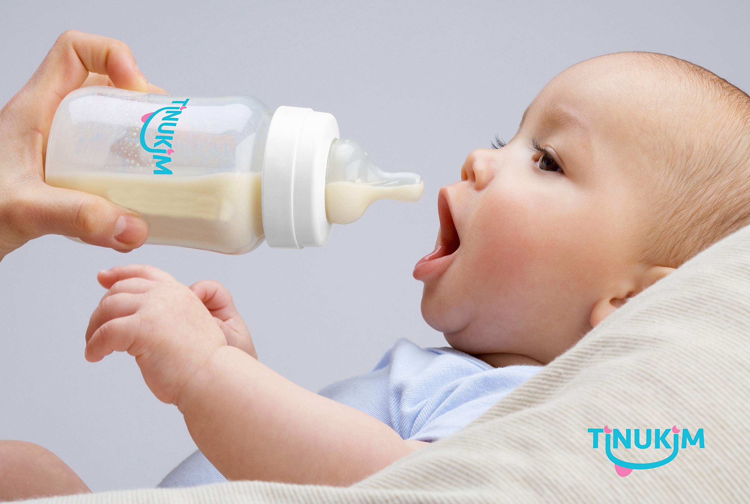 Tinukim iFeed 4 Ounce Self Feeding Baby Bottle with Tube - Handless Anti-Colic Nursing System, White - 2-Pack