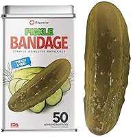BioSwiss Bandages, Pickle Shaped Self Adhesive Bandages, Latex Free Sterile Wound Care, Fun First Aid Kit Supplies for Kids, 50 Count