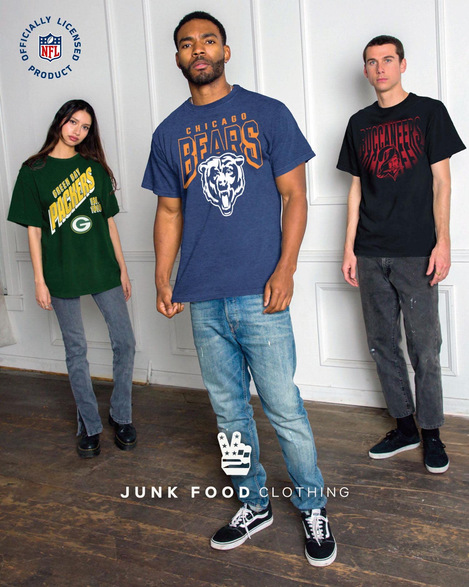 Junk Food Classic Crew Neck, Authentic Details, Unisex Fit