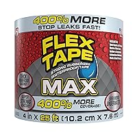 Flex Tape, MAX, 4 in x 25 ft, Clear, Original Thick Flexible Rubberized Waterproof Tape - Seal and Patch Leaks, Works Underwater, Indoor Outdoor Projects - Home RV Roof Plumbing and Pool Repairs