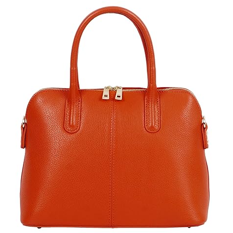 Primo Sacchi Ladies Italian Textured/Smooth Leather Hand Made Bowling Style Handbag Tote Grab Bag or Shoulder Bag