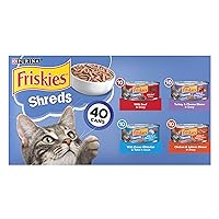 Purina Friskies Wet Cat Food Variety Pack, Shreds Beef, Turkey, Whitefish, and Chicken & Salmon - (Pack of 40) 5.5 oz. Cans