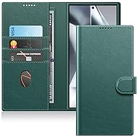 JETech Wallet Case for Samsung Galaxy S24 Ultra 5G, Shockproof PU Leather Magnetic Flip Cover with Card Holder, Stand Feature and Full Camera Protection (Midnight Green)