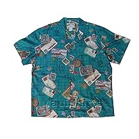 Men's Hawaiiana Islands Hawaiian Aloha Vintage Rayon Shirt in Turquoise - M