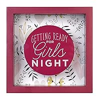 Prinz Getting Ready for Girls Night Money Savings Piggy Bank for Adults, Kids Savings Box Change Jar, 6' x 6' Wooden Shadow Box, Red