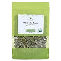 Biokoma Pure and Organic White Mulberry Dried Leaves 50g (1.76oz) In Resealable Moisture Proof Pouch, USDA Certified Organic - Herbal Tea, No Additives, No Preservatives, No GMO