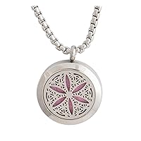 Wild Essentials Flower of Life Essential Oil Diffuser Necklace, Stainless Steel Locket Pendant with 24 inch Chain, 12 Color Refill Pads, Customizable Color Changing Perfume Jewelry for Aromatherapy