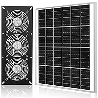 Solar 3 Fan Kit, 25W Solar Panel Powered Exhaust Fan for Outdoor Chicken Coop, Greenhouse & Shed, Intake or Exhaust Air for Cooling, IP67 Waterproof, 3500RPM, 16ft Cord
