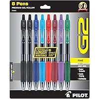 Pilot, G2 Premium Gel Roller Pens, Fine Point 0.7 mm, Assorted Colors, Pack of 7