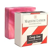Candy Cane Luxury Bar Soap for Face & Body. For Men & Women. All Skin Types. Natural Cold Process Made in the USA. Sweet Peppermint. Perfect for Christmas. 5.0 Oz