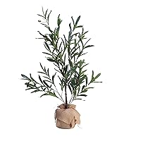 Artifical Olive Tree with Burlap Covered Pot, Faux Tree, Olea Europaea, Fake Plant for Indoor or Outdoor Use, Bedroom, Living Room, Office, Greenery, Housewarming, 36 Inch