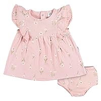 baby-girls Cotton Dress and Diaper Cover Set