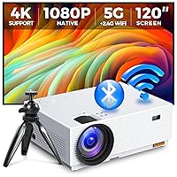 Mini Projector with 5G WiFi and Bluetooth, ALVAR 15000L 450 ANSI Native 1080P Portable Projector 4K Support, Outdoor Movie Projector with 120