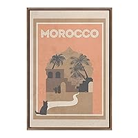 Sylvie Travel Poster Morocco No.2 Framed Canvas Wall Art by Chay O., 23x33 Gold, Vintage Inspired Travel Art for Wall