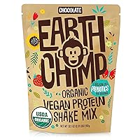 EarthChimp Organic Vegan Protein Powder - with Probiotics - Non GMO, Dairy Free, Non Whey, Plant Based Protein Powder for Women and Men, Gluten Free - 26 Servings 32 Oz (Chocolate)