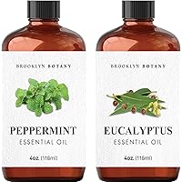 Peppermint Essential Oil & Eucalyptus Essential Oil Set – 100% Pure & Natural – 4 Fl Oz Therapeutic Grade Essential Oil with Glass Dropper - Essential Oil for Aromatherapy and Diffuser