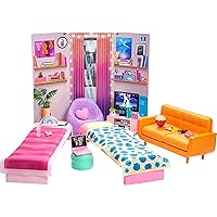 Barbie Toy Playset, Big City, Big Dreams Dorm Room Furniture & Accessories, Includes 2 Beds, Couch, Bean Bag Chair & More