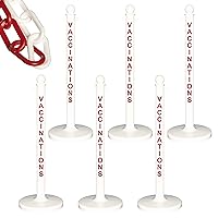 Medium Duty 2.5 Inch White Vaccination Label Stanchion and Chain Kit 6 Pack
