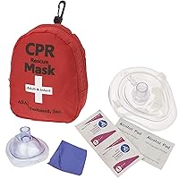 ASA TECHMED Adult/Child + Infant CPR Pocket Resuscitator Rescue Masks - 2 Valves: Includes Gloves, Antiseptic Wipes + Soft Case