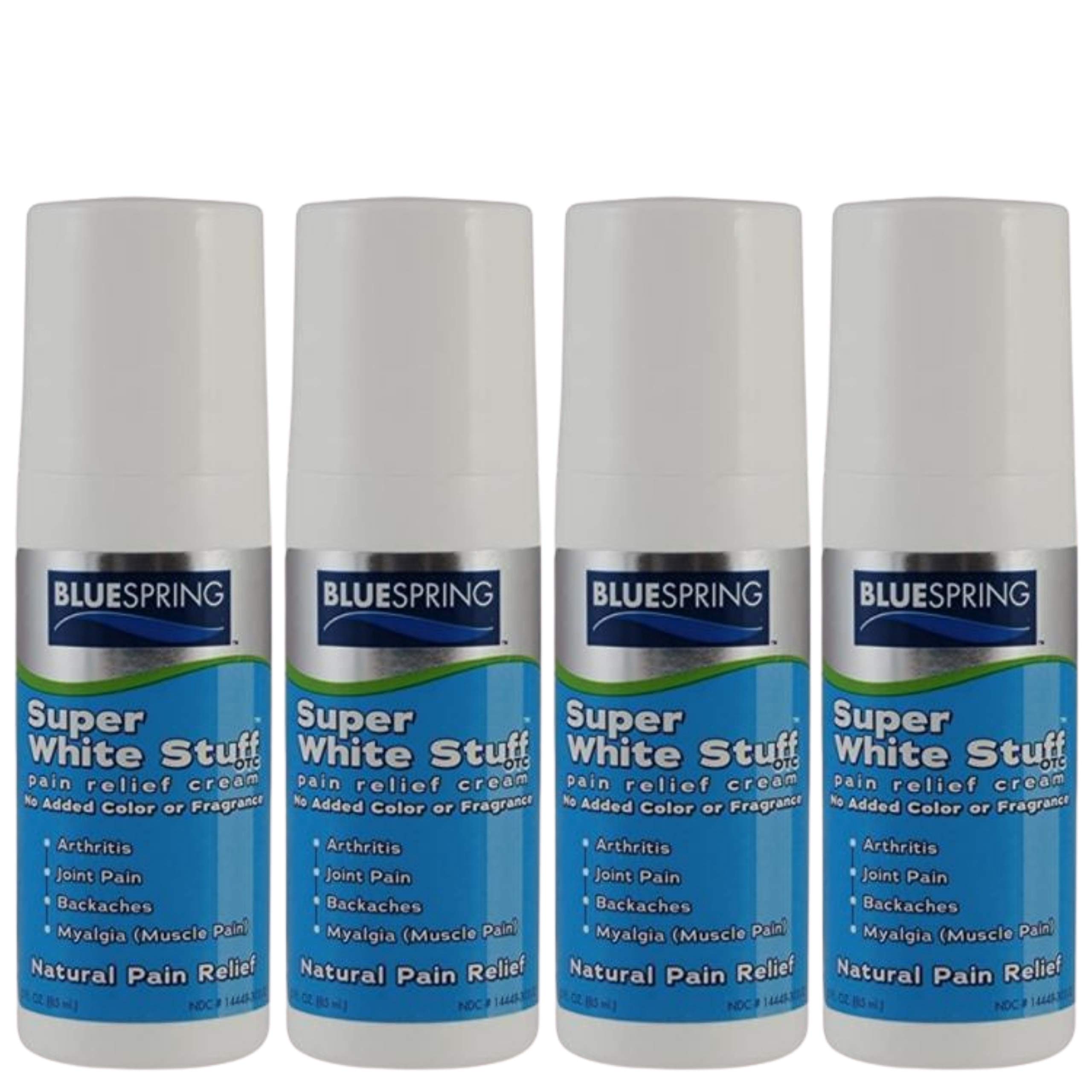 Bluespring Pain Relief roll-on Cream with Emu Oil - [3Oz] Super White Stuff Pain Reliever rub - No Fragrance Extra Strength Formula - Best for Knee...