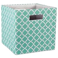 DII Hard Sided Collapsible Fabric Storage Container for Nursery, Offices, & Home Organization, (13x13x13) - Lattice Aqua