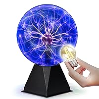 Colorful Plasma Ball - 7 Inch - Static Electricity in a Vacuum Pressurized Glass Globe - Blue, Nebula, Thunder Lightning, Plug-in - for Parties, Decorations, Prop, Home, STEM