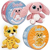 Cookie Box Crochet Kits for Beginners - Bunny Lola and Leopard Leo - Bundle