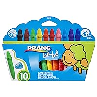 PRANG be-be Jumbo Crayons for Small Children, Washable, Includes Sharpener, Assorted Colors, 10-Pack (73010),Large
