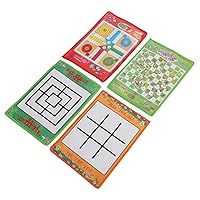 Portable Four in One Kids Chess Set Lightweight for Family Game with Soft Material for Indoor and Outdoor Play, Suitable for Childrens Development and Learning, Snake and Ladder