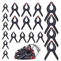 FASTPRO 20-PACK 4-Size Nylon Plastic Spring Clamps with String Bag Organizer, Included 6-1/2in., 4-1/2in., 3-1/2in.and 2-1/2in.