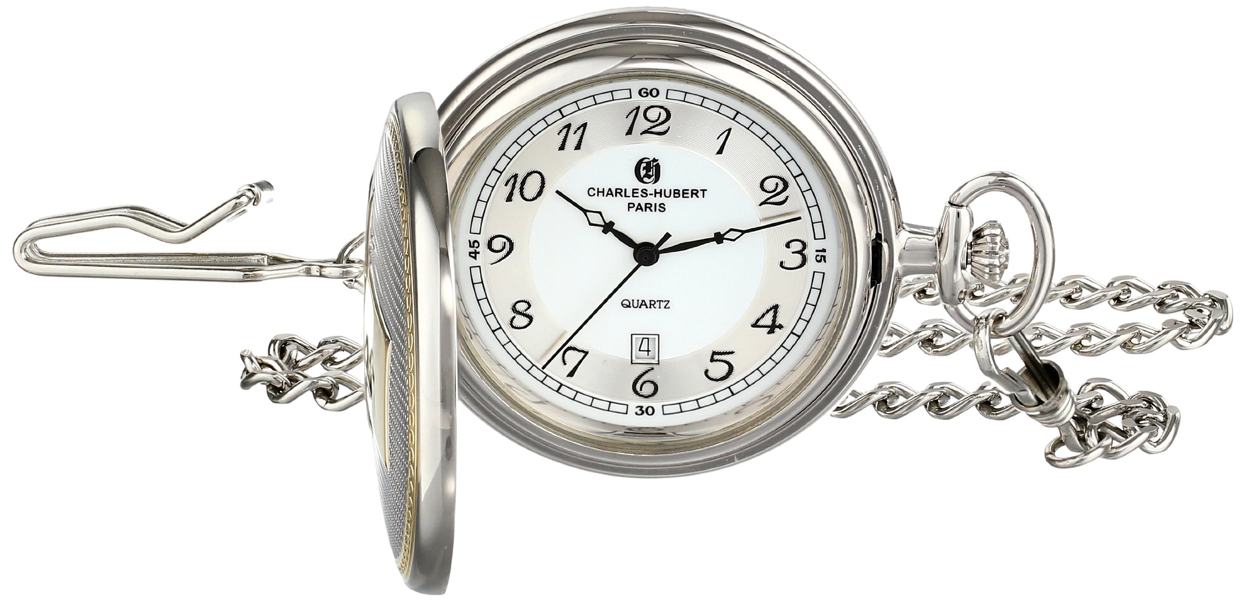 Charles-Hubert, Paris 3554 Two-Tone Quartz Pocket Watch