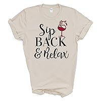 Sip Back & Relax cute Casual Graphic Fashion Tee Printed Short Sleeve Fun t shirt