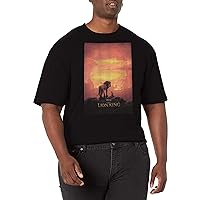 Disney Big Lion King Pride Rock Poster Men's Tops Short Sleeve Tee Shirt, Black, 4X-Large Tall