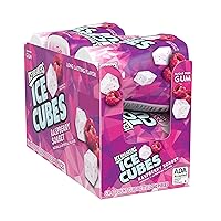 Ice Cubes Raspberry Sorbet Sugar Free Chewing Gum Bottles, 3.24 oz (6 Count, 40 Pieces)