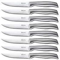 D.Perlla Steak Knives, Super Sharp Straight Edge Steak Knife Set of 8, Professional Straight Edge Kitchen Table Dinner Knives, Elegant High Carbon Stainless Steel Kitchen Steak Knife Set, 4.5IN