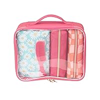 Conair 5 Piece Toiletry and Cosmetic Bag Set Under $30, Includes 4 Makeup Bags and 1 Travel Comb in Pink and Daisy Prints