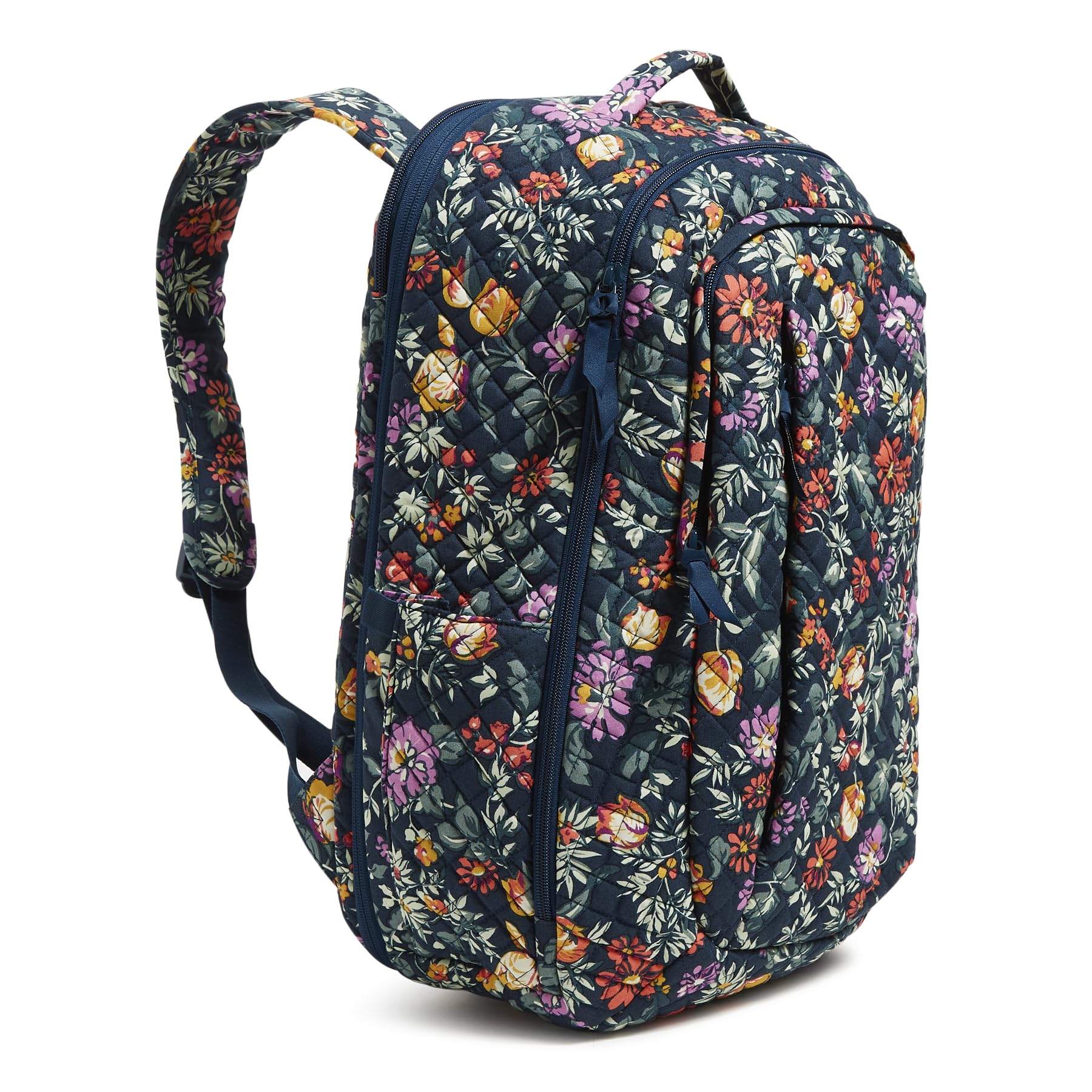 Vera Bradley Women's, Cotton Large Travel Backpack Travel Bag, Fresh-cut Floral Green, One Size