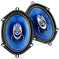 5” x 7” Car Sound Speaker (Pair) - Upgraded Blue Poly Injection Cone 3-Way 300 Watts w/Non-fatiguing Butyl Rubber Surround 80-20Khz Frequency Response 4 Ohm & 1