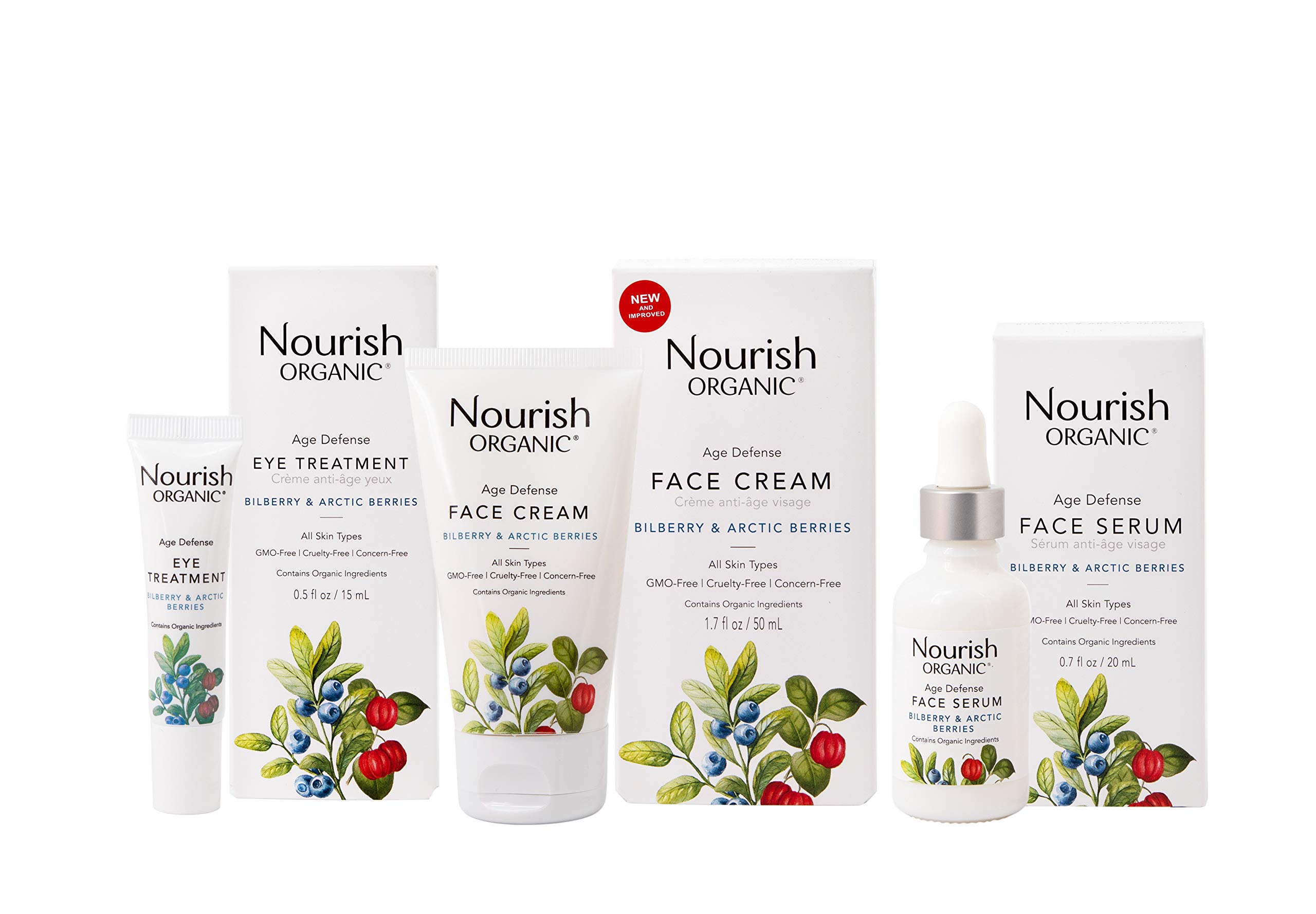 Nourish Organic | Age Defense Face Serum | GMO-Free, Cruelty Free, Fragrance Free (0.7oz)