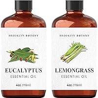 Eucalyptus Essential Oil & Lemongrass Essential Oil Set – 100% Pure & Natural – 4 Fl Oz Therapeutic Grade Essential Oil with Glass Dropper - Essential Oil for Aromatherapy and Diffuser