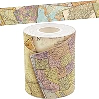 Teacher Created Resources Travel The Map Straight Rolled Border Trim - 50ft - Decorate Bulletin Boards, Walls, Desks, Windows, Doors, Lockers, Schools, Classrooms, Homeschool & Offices
