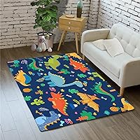 Lovely Blue Dinosaurs Area Rugs Lovely Dinosaur Rugs for Boys Kids Blue Cute Animal Patterns Carpets Dinosaur Rugs for Boys Bedroom Living Dinning Room Bedroom Kitchen Playing Room, 2'5''×4'