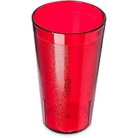 Carlisle FoodService Products Stackable Tumbler Plastic Tumbler with Pebbled Exterior for Restaurants, Catering, Kitchens, Plastic, 13.4 Ounces, Ruby