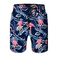 TUONROAD Mens Long Swimming Trunks Casual Funny Beach Shorts Quick Dry Swim Trunks with Mesh Liner Bathing Suits