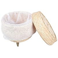 Traditional Handmade Bamboo Sticky Rice Basket - Serving Basket for Rice (Single Streamer Rice)