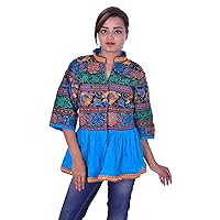 Indian 100% Cotton Jacket Women Banjara Embroidered Work Outwear Sky Blue Color