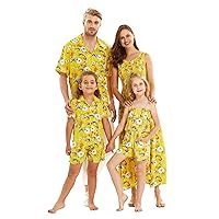 Matchable Family Hawaiian Luau Men Women Girl Boy Clothes in Garden Poppy Yellow