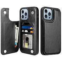Nvollnoe for iPhone 12 Pro Max Case with Card Holder and Kickstand Heavy Duty Protective Premium Leather RFID Blocking Shockproof Slim Credit Card Slot Wallet Case for iPhone 12 Pro Max(Black)