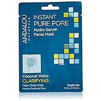 Andalou Naturals Instant Pure Pore Hydro Essence Mask, Coconut, 6 Count(Pack of 1)