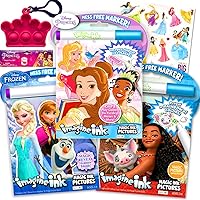 Disney Princess Magic Ink Coloring Book Set - Bundle of 3 Imagine Ink Books for Girls Kids Featuring Disney Princess, Moana, and Frozen